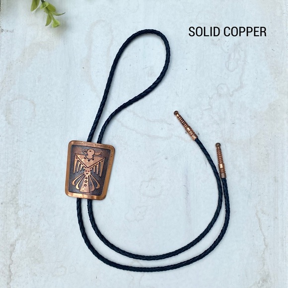 Vintage Bell Trading Post Thunderbird Copper Native American Bolo Tie - Picture 2 of 13